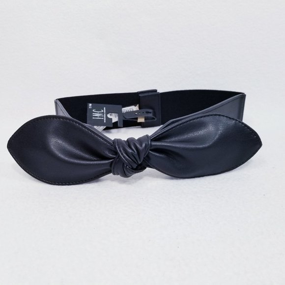 INC Vegan Black Bow Wide Stretch Belt - NWT - Picture 1 of 8